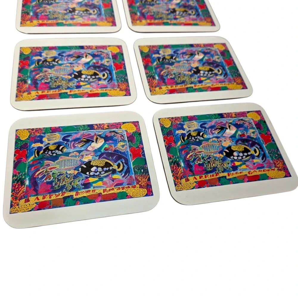 Ken Done Barrier Reef Garden Tropical Fish Art Coaster Vibrant Color Kitchen Bar